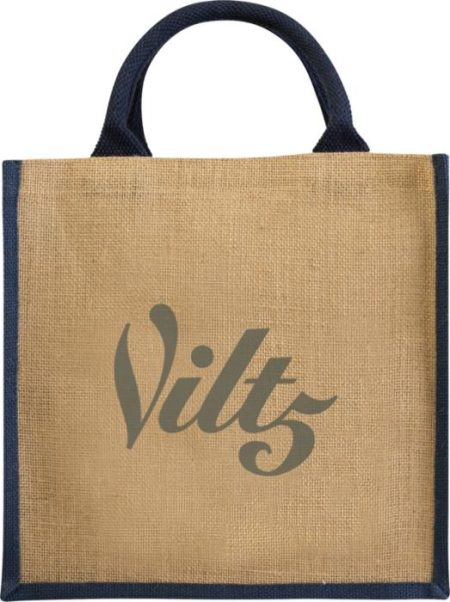 16L Jute Tote - Natural Natural/Black Natural/Red Natural/Navy  - Tote Bags
