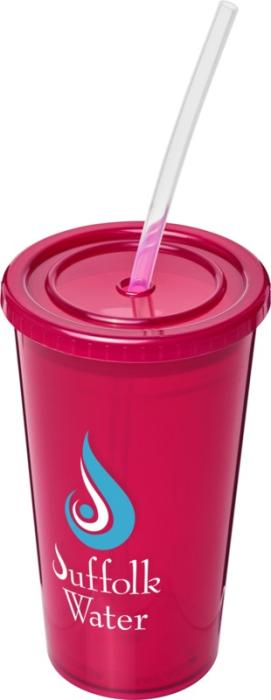 Stadium Double-Walled Cup - Lime Blue Magenta Purple Orange Red White  - Water Bottles