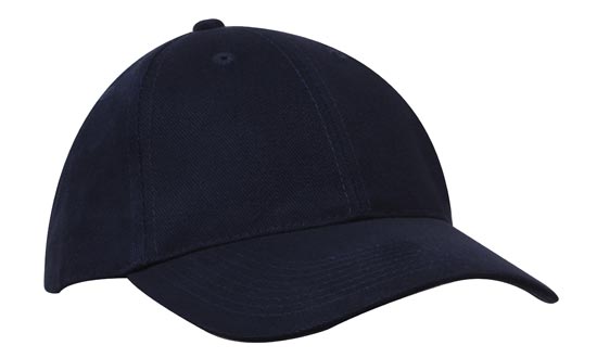 100% Brushed Heavy Cotton Cap - Black Blue  - Hats & Caps