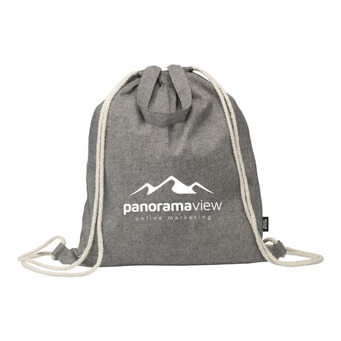 Recycled Cotton Drawstring Backpack - Blue Natural Red Dark Grey Grey  - Backpacks