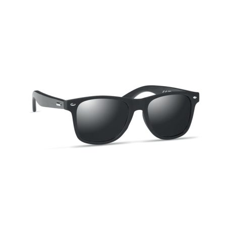 Bamboo Mirrored Sunglasses - Blue Silver Black  - Sunglasses