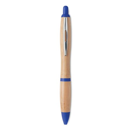 Bamboo Push Ball Pen - Black Matt Silver White Blue  - Pens