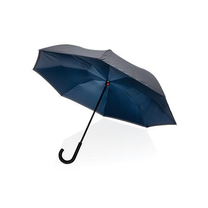 RPET Reversible Umbrella - Red Grey Navy  - Umbrellas