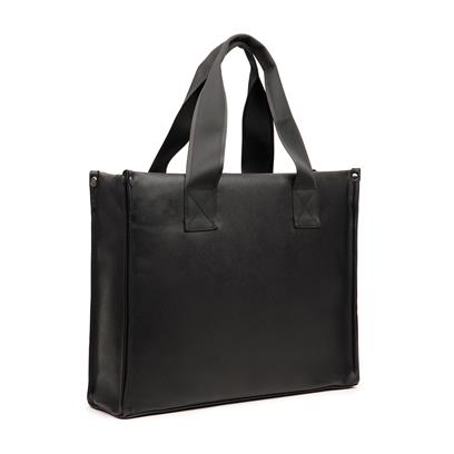 Recycled PU Tote Bag - Black Brown  - Tote Bags