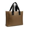 Recycled PU Tote Bag - Black Brown  - Tote Bags
