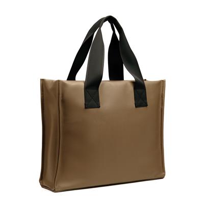 Recycled PU Tote Bag - Black Brown  - Tote Bags